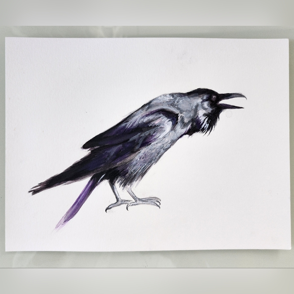 Handpainted Watercolor Raven